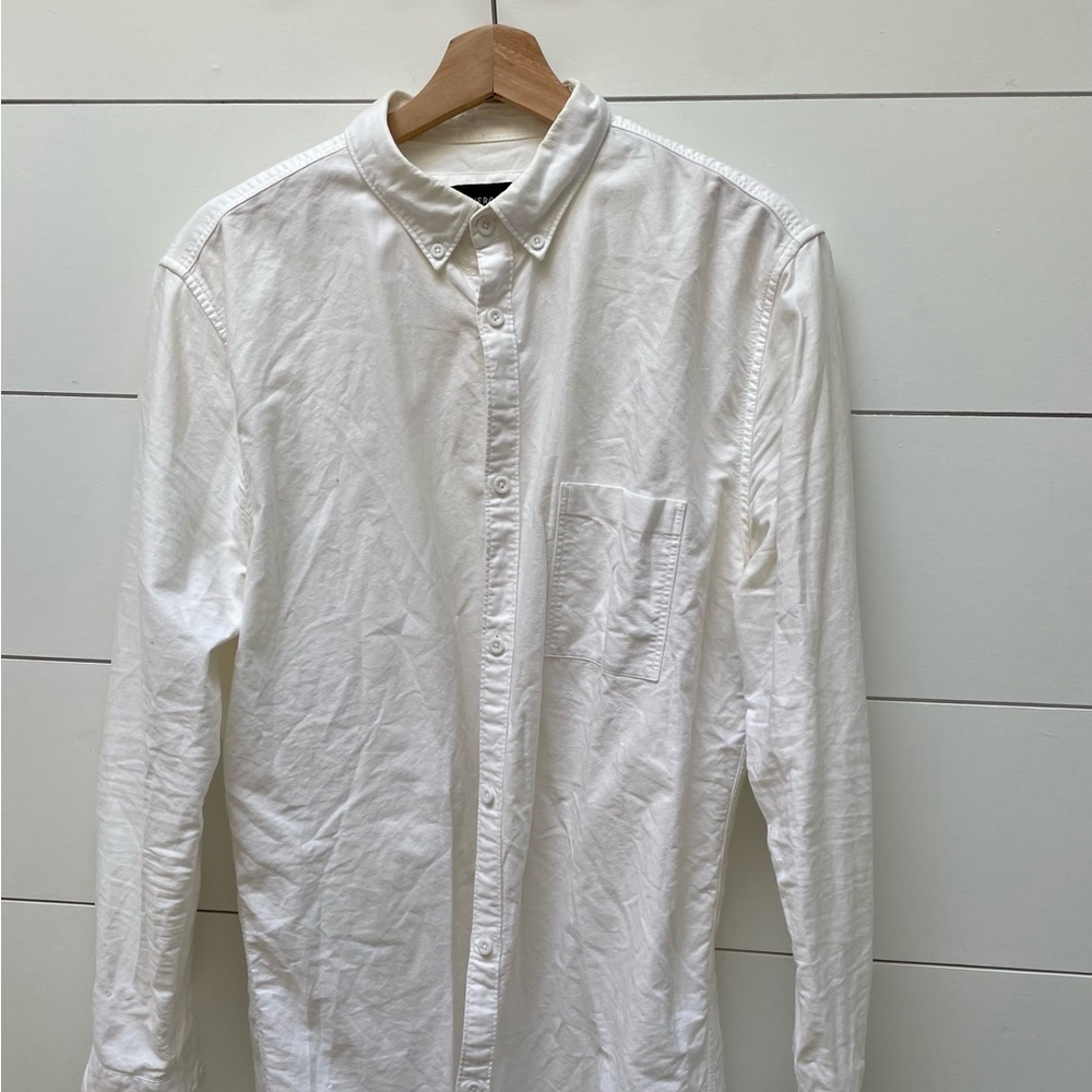 Large long white Oxford long sleeve shirt